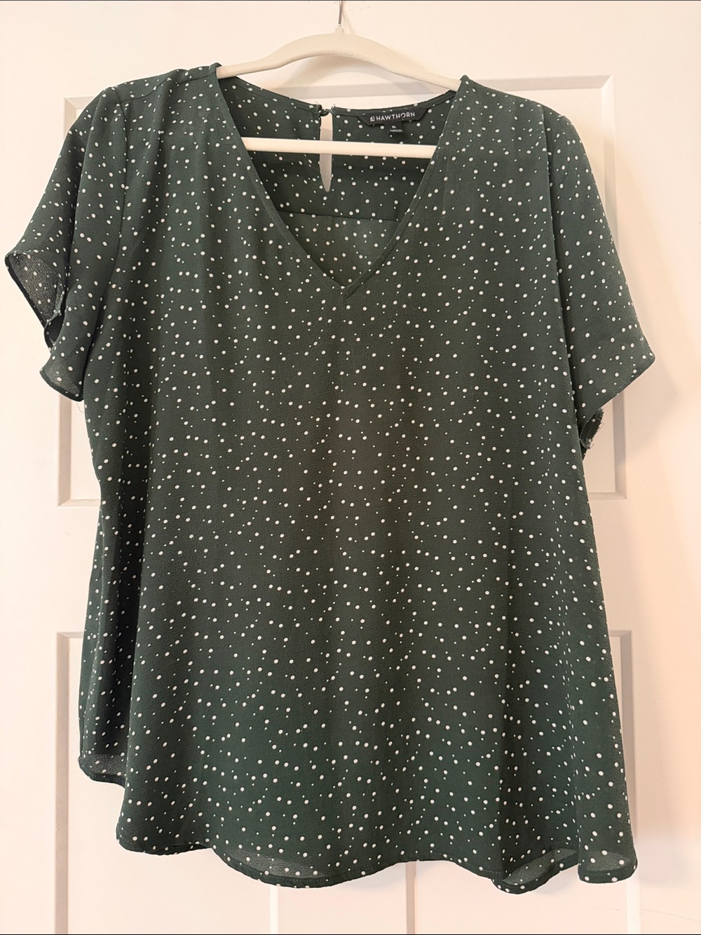 41 Hawthorn Green Polka Dot V-Neck Blouse